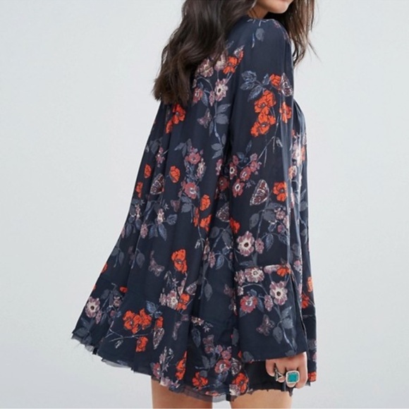 Free People Floral So Fine Smocked Tunic Blouse - Picture 2 of 5